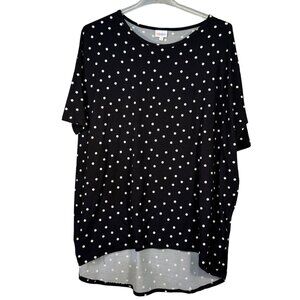 LuLaRoe Irma Black White Polka Dot Womens Tunic Top Size L Relaxed Fit